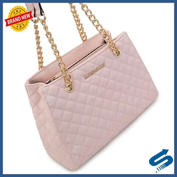 Medium Quilted Tote Bag with Chain Strap for Laptop & Daily Use - Picture 5 of 8